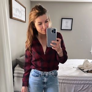 BY THE WAY cropped flannel